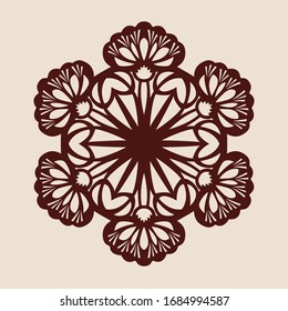 The template mandala pattern for decorative rosette. A picture suitable for printing, engraving, laser cutting paper, wood, metal, stencil manufacturing. Vector