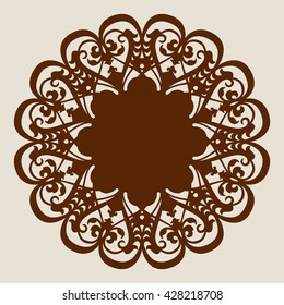 The Template Mandala Pattern For Decorative Rosette. A Picture Suitable For Printing, Engraving, Laser Cutting Paper, Wood, Metal, Stencil Manufacturing. Vector. Easy To Edit