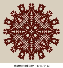 The template mandala pattern for decorative rosette. A picture suitable for printing, engraving, laser cutting paper, wood, metal, stencil manufacturing. Vector