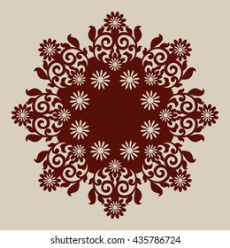 The Template Mandala Pattern For Decorative Rosette. A Picture Suitable For Printing, Engraving, Laser Cutting Paper, Wood, Metal, Stencil Manufacturing. Vector