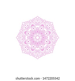 Template Of Mandala Pattern With Pink Color