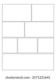 template for manga comic panels. Comic or Manga background frames and panels, designed for use by mangaka or comic artists. 