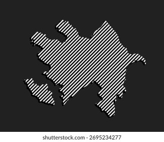 Vorlagenkarte von Aserbaidschan aus grauen diagonalen Linien einzeln auf Hintergrund. Asien Land für Muster, Design, Illustration, Infografik. Abstraktes Konzept parallele Linien der Silhouette Karte von Aserbaidschan