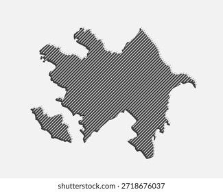 Mapa de Plantilla de Azerbaiyán de líneas diagonales grises aisladas sobre fondo. País de Asia para el patrón, diseño, ilustración, infografía. Concepto Abstractas líneas paralelas de mapa de silueta de Azerbaiyán