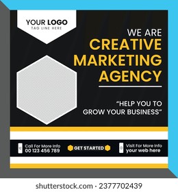 A template, for a marketing agency and a corporate social media post or a square web banner.