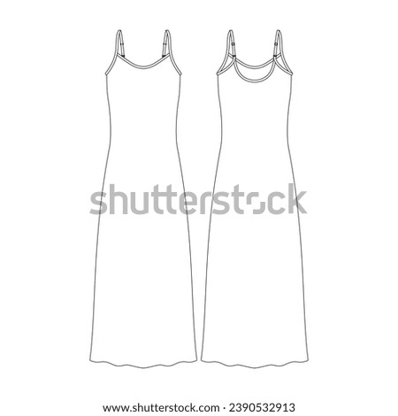 template maxi dress vector illustration flat design outline clothing collection