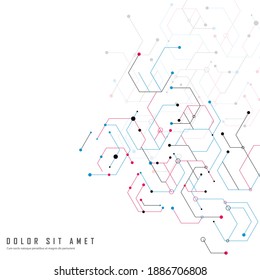 Template for medical design. Abstract science connect hexagons