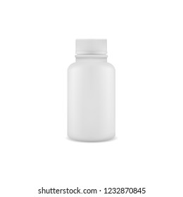 Template of medicinal jar with cap isolated on white background. Vector mockup.
