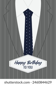 Template for Men's Birthday Card, Father's Day with Men's Suit and Tie. Vector