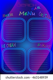 template menu bar in the style of neon