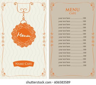 Template Menu For The Cafe With Price List On The Background