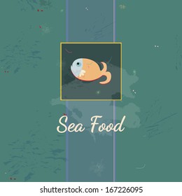 Template for menu or a card: sea creature