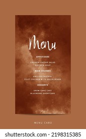 Template menu card wedding with abstract watercolor
