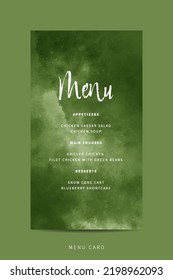 Template menu card wedding with abstract watercolor