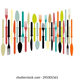 Template for menu card.Cutlery color background.Menu with cutlery vector illustration.Vector spoon knife and fork.