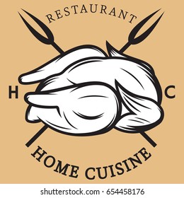 Template for menu with grilled chicken and forks.