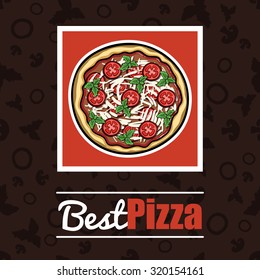Template of menu with hand drawn pizza for pizzeria or cafe. Vector illustration