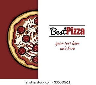 Template of menu with hand drawn pizza for pizzeria or cafe. Vector illustration