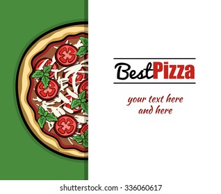 Template of menu with hand drawn pizza for pizzeria or cafe. Vector illustration