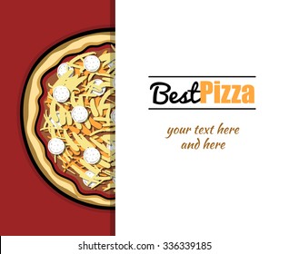 Template of menu with hand drawn pizza for pizzeria or cafe. Vector illustration
