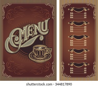 Template menu for hot drinks tea coffee restaurant