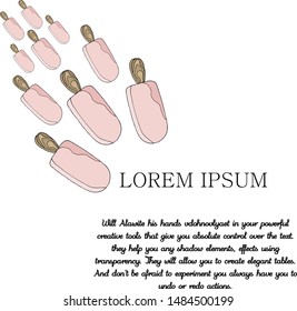 Template for a menu of ice cream in the cafe. Vector illustration of pink ice cream on a stick on an isolated background. Place to write the product name.16-15_0