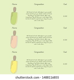 Template for a menu of ice cream in the cafe. Color vector illustration of ice cream on stick on isolated background. Place to write the composition of the product, its cost and name.04_0