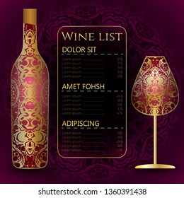 Template for menu or wine list. Corporate design. retail and wholesale sales of alcoholic beverages. Flyer, banner or price list. Presentation or customer service
