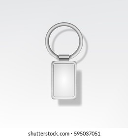 Template Metal Key-chain Vector. Realistic Illustration. Key Chain Or Pendants Mock Up. 