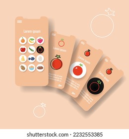 Template mobile app page with tomato vegetable. Food outline icon vector illustration