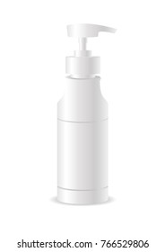 Template For Mock up Your Design. Realistic Cosmetic bottle can sprayer container. Dispenser for cream, soups, and other cosmetics With lid and without.  3d vector illustration.