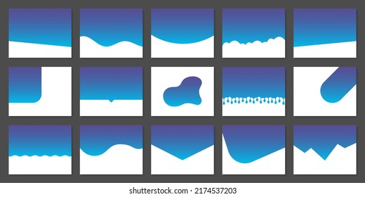 Template of Modern Dividers Shapes for Website Pictogram Set. Curve Lines, Drops, Wave Collection of Abstract Design Element for Top, Bottom Page Web Site. Isolated Vector Illustration.