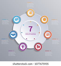 Template modern Infographic for 7 options, business presentation or training.