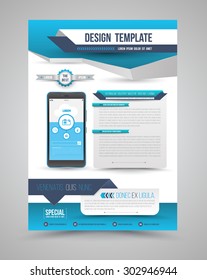 Template modern origami design with smartphone can use for brochure, leaflet, Magazine, cover book, poster and advertising. Vector illustration.