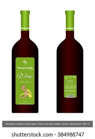 Template modern wine label. Front and back labels. Vector Illustration.