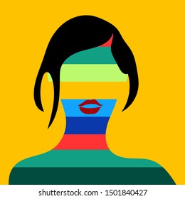 Template of modern womens face. Vector illustration