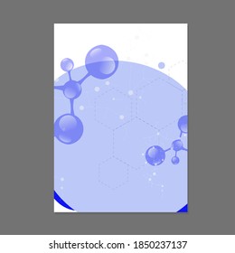 Template molecular scientific banner poster. Atom structure design. Vector molecule poster, molecular connect, chemistry structure booklet, lab chemical visualization illustration