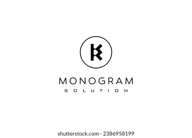 Template monogram logo design solution with inscripted in letters:  k, r, i, p, w. Universal monogram solution.