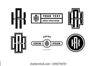 Template monogram logo letter AK or KA initial logo design brand with frame