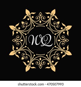 Template monogram. Ornament in the form of leaves arranged in a circle. Elegant emblem logo for restaurants, hotels, cafe, bars and boutiques. Vector.