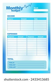 Template, Monthly budget, printable A4