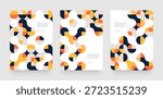 Template with mosaic circles. Abstract bauhaus geometric pattern backgrounds with metaball fusion. Layout for flyer, poster or cover. 