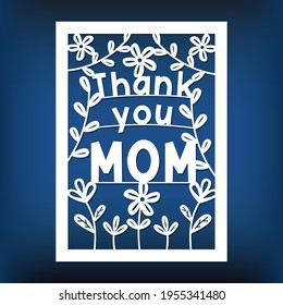 Template of mother's day card for laser cutting. Pattern for plotter, print, cnc, scrapbooking. Vector stencil for greeting carrd.