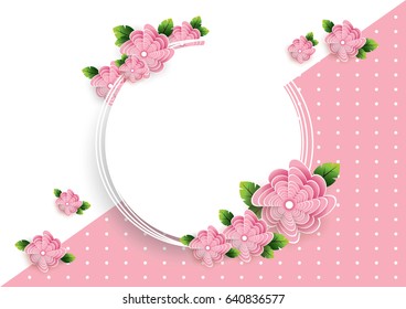 Template Mother's day greeting card with paper flowers. Vector illustration