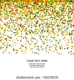 Template with Motley Triangular Mosaic on White Background for your Text, Information, Publication. Geometric Confetti Concept.