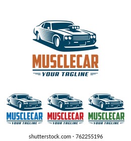 Template of Muscle car logo, retro logo style, vintage logo. Perfect for  all automotive industry.