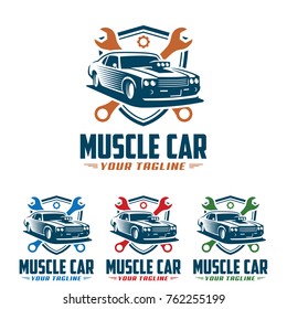 Template of Muscle car logo, retro logo style, vintage logo. Perfect for  all automotive industry.