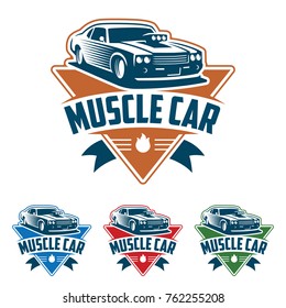 Template of Muscle car logo, retro logo style, vintage logo. Perfect for  all automotive industry.