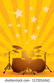 template for music Billboard with drum kit background