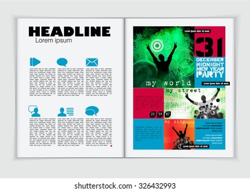 Template music event magazine. Vector 